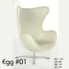 Egg 01 fotel Tojás fehér bőr