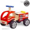 Fa játék jármű motor - 4 kerekű lábbal hajtós tűzoltóautó csomagtartóval