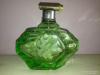 Régi, kézi csiszolt, zöld parfümös üveg