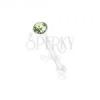925 ezüst orr piercing, egyenes, csillogó zöld színű cirkónia