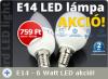 E14 LED lámpa akció: 6W kisgömb és gyertya