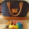 Sötétkék-konyak Louis Vuitton női táska pénztárcával!
