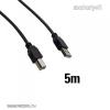 USB A - USB B dugó nyomtató kábel 5m (fekete)