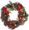 4-Home HTH Karácsonyi koszorú mikulásvirággal, piros, átmérője 30 cm