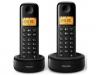 Philips D1302B 53 vezeték nélküli, 2 kézibeszélős DECT telefon, fekete