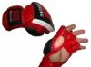MMA Grappling kesztyű (nyitott tenyeres, fekete fehér piros, bőr)
