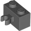 30237c85 - LEGO sötétszürke kocka 1 x 2 méretű függőleges klipsszel