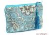 Kozmetikai táska MILENA kék türkiz rojtokkal, hímzett neszeszer