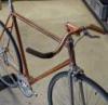 Egyedi építésű Bianchi réz felületű design kerékpár Brooks Campagnolo