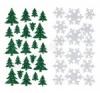 Karácsonyi glitteres dekorgumi matrica, 40 darab csom. (fenyőfa, hópehely)