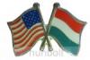 Kitűző, páros zászló USA -Magyar jelvény 26x15 mm