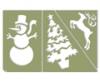 Karácsonyi muhó sablon: hóember, karácsonyfa, rénszarvas, 14x21cm