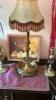 Antik Réz asztali lámpa,bőr lámpaernyővel (66 cm)